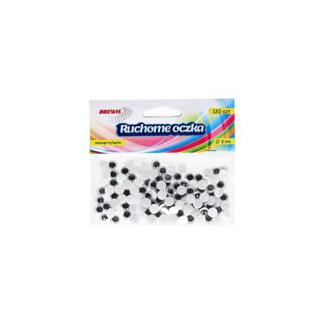 Samoprzylepne Oczy Brewis ruchome 8mm, 120szt - 2